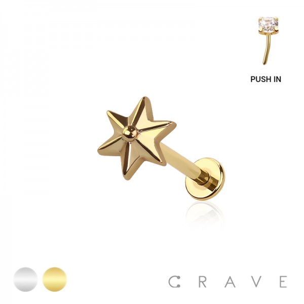 STAR THREADLESS (PUSH IN) 316L SURGICAL STEEL LABRET SET